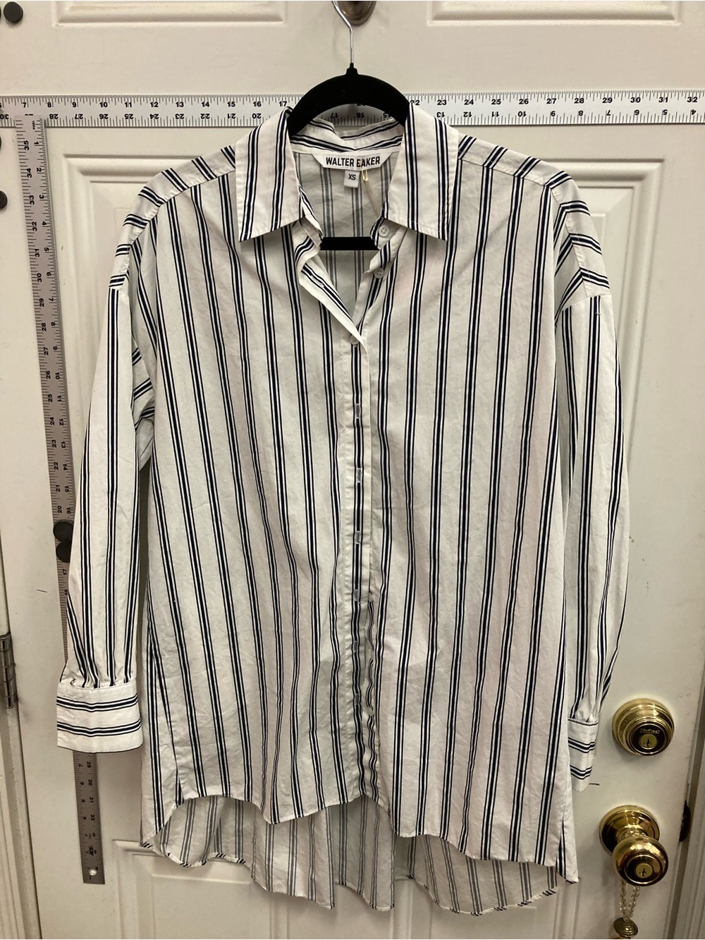 Walter Baker White & Black Striped Oversized Button-Down Shirt